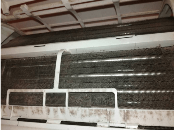 uncleaned air conditioner evaporator